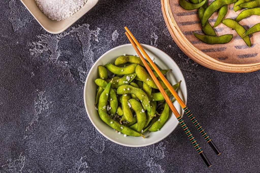 cooked green edamame japanese food min scaled